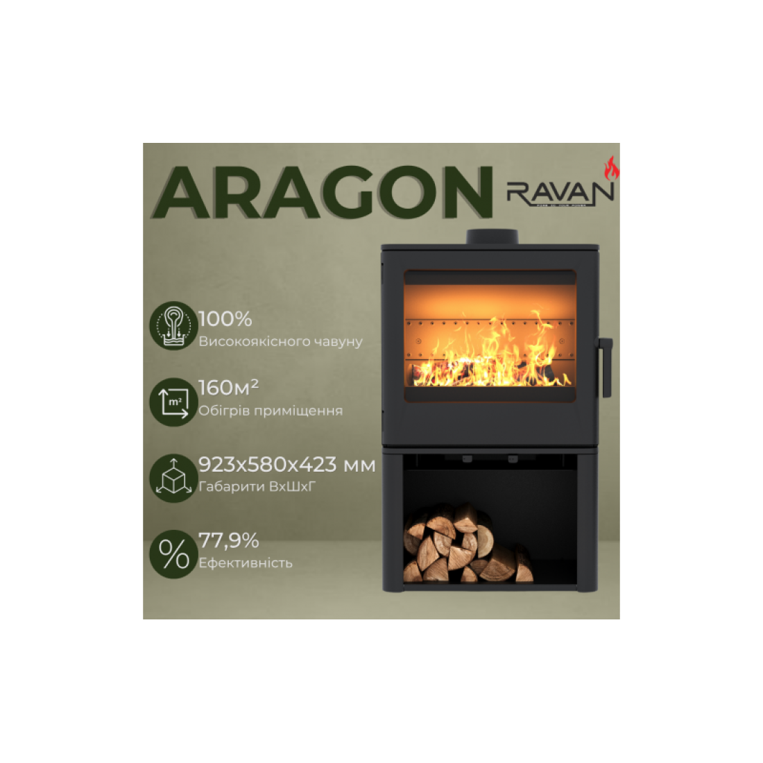 Чугунная печь Ravan Aragon 16 кВт